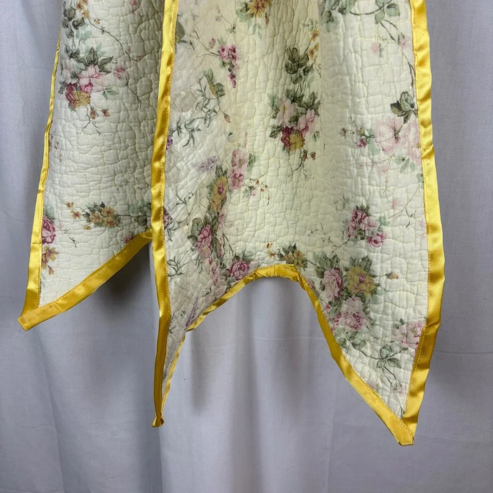 Floral Quilted Bow‎ Door Hanger Wall Decor Yellow Trim Large Fabric Accent